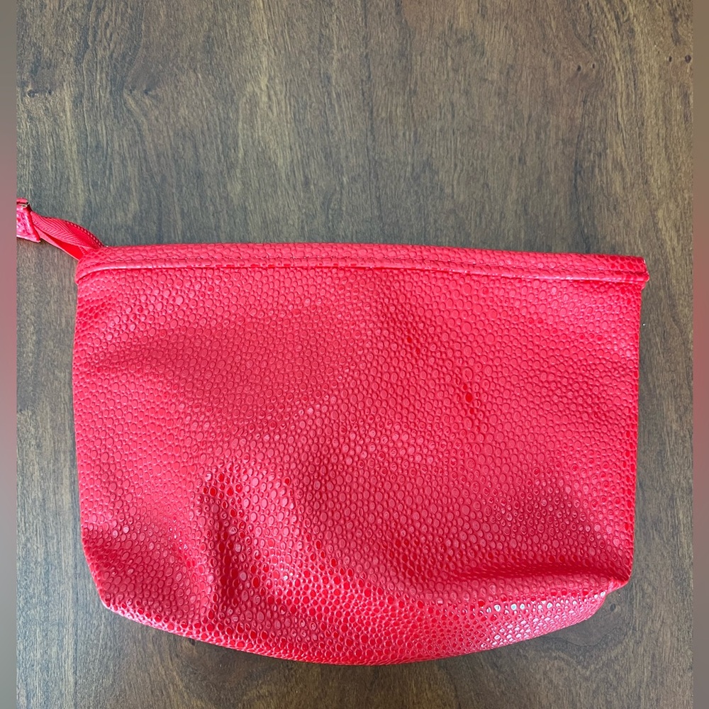 Red Pleather Make up bag